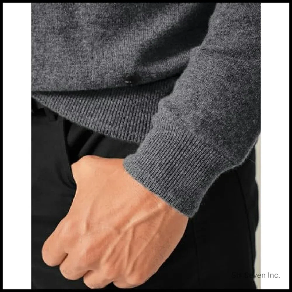 Men's V-Neck Cashmere Sweater Classic Elegant Luxury Pullover Soft Warm